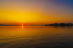 穴道湖の夕陽