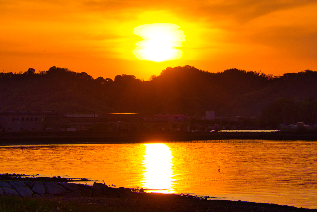 荷内町の夕陽