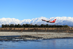 立山連峰と飛行機６