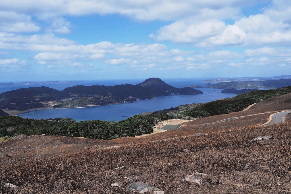 野焼きの後の峠道～１