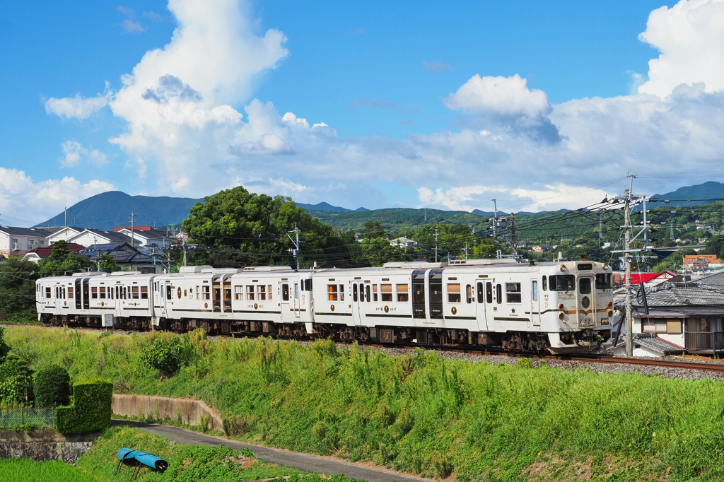 白い電車と青い空