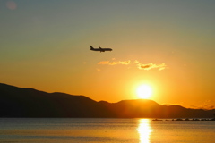 夕日のフライト
