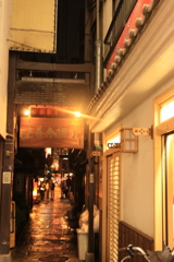 雨の夜の法善寺横丁