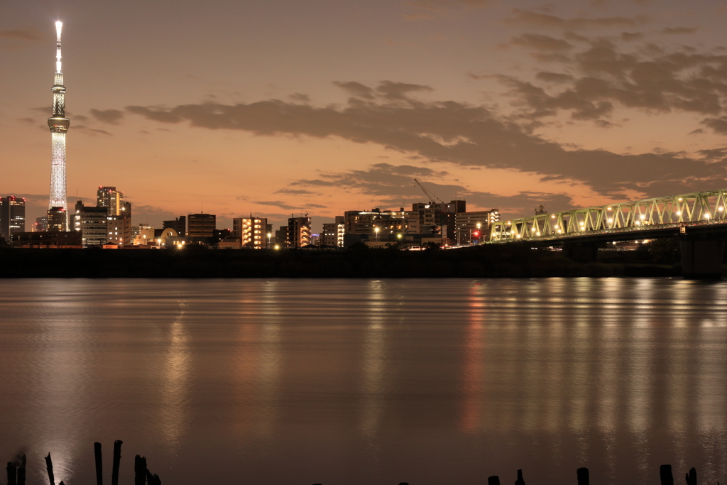 夕暮れ時の荒川