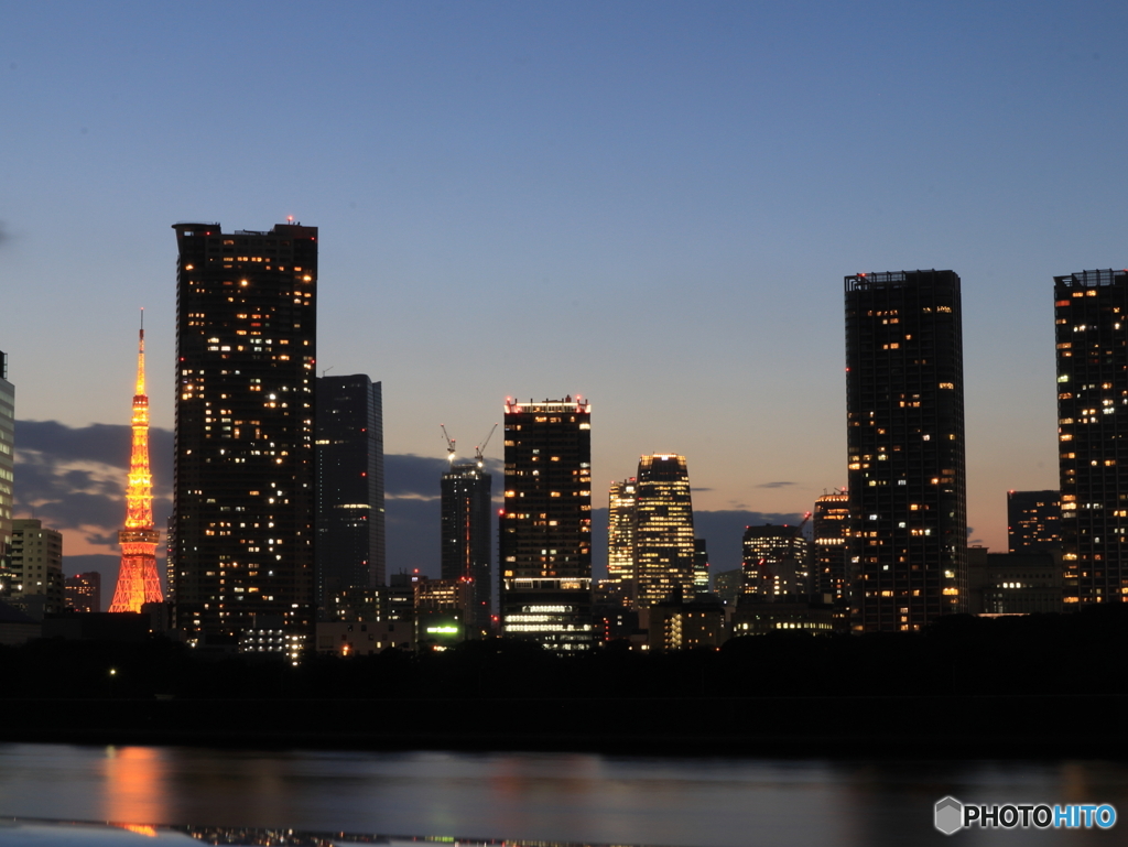 東京タワーと夕景