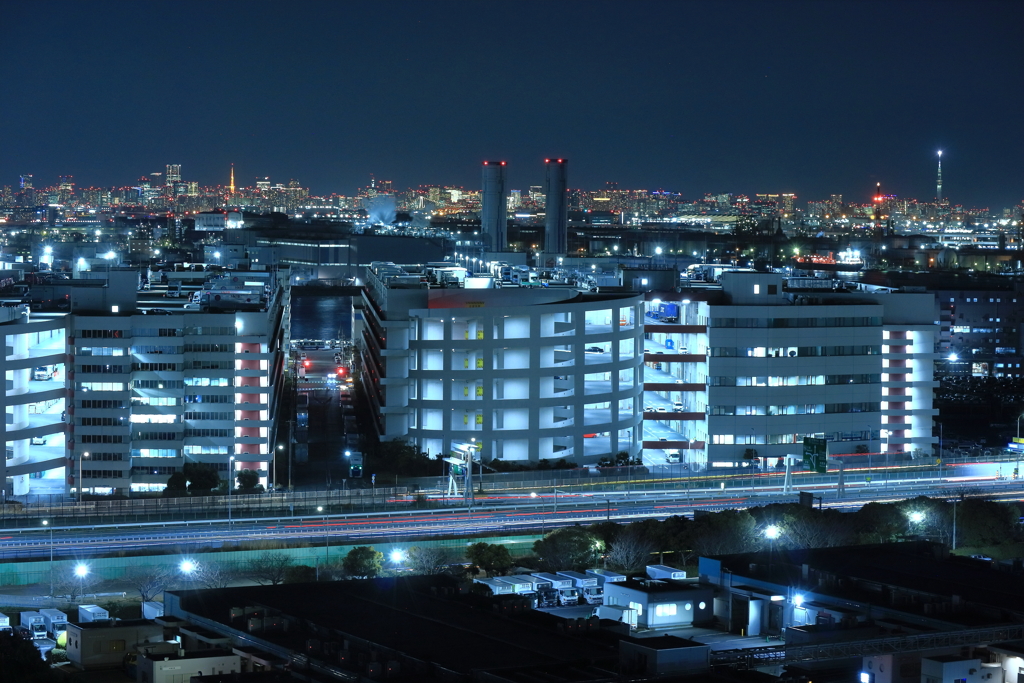 夜の湾岸線