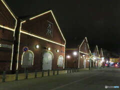 夜の函館　金森赤レンガ倉庫