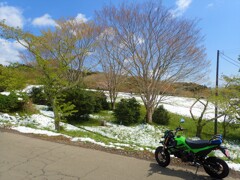KSRと見た風景(4月の雪)