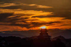 犬山城夕景
