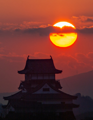 犬山城夕景