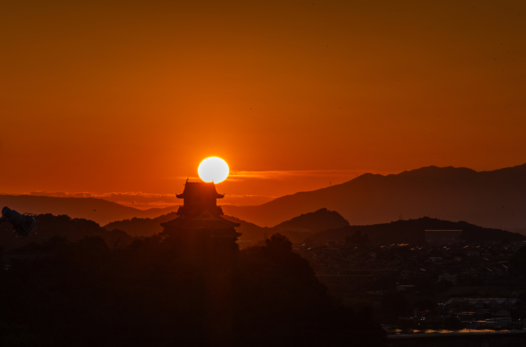 犬山城夕景