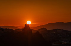 犬山城夕景