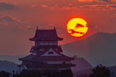 犬山城夕景