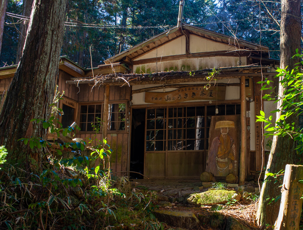 中山道落合宿石畳　十曲峠山のうさぎ茶屋