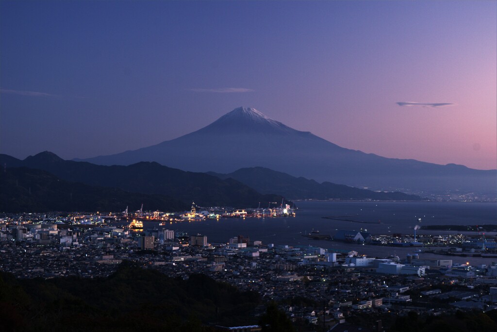 富士山　日本平　夜明け