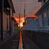 夕暮れの側溝