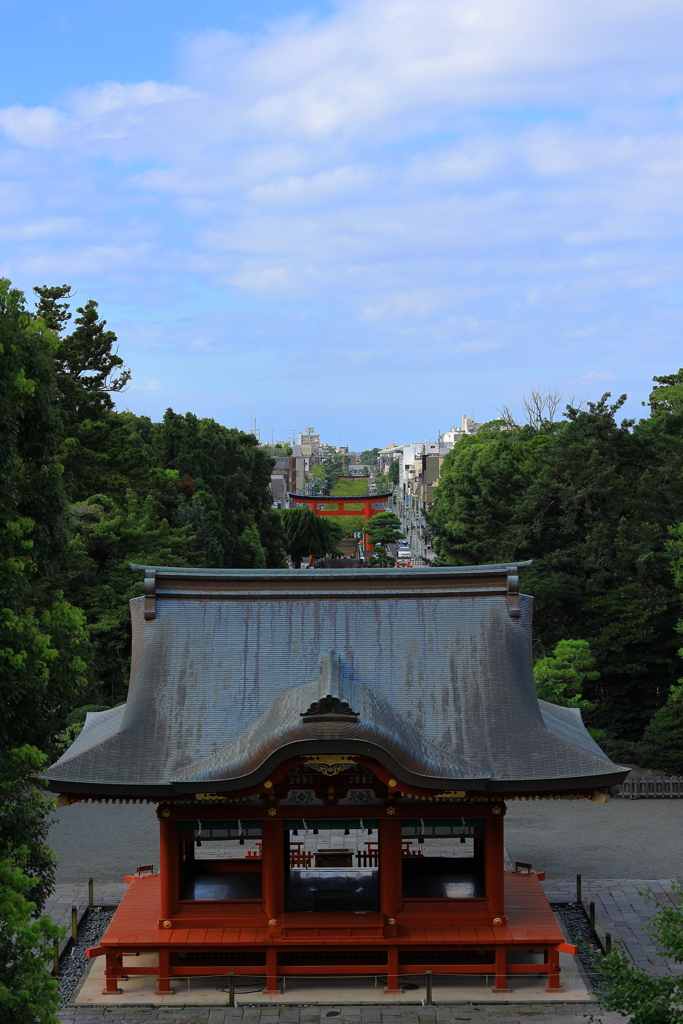 鶴岡八幡宮からはるか段葛を望む