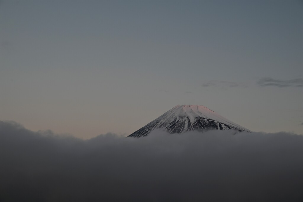 朝焼け待ち富士山