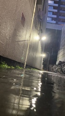 路地裏の雨中