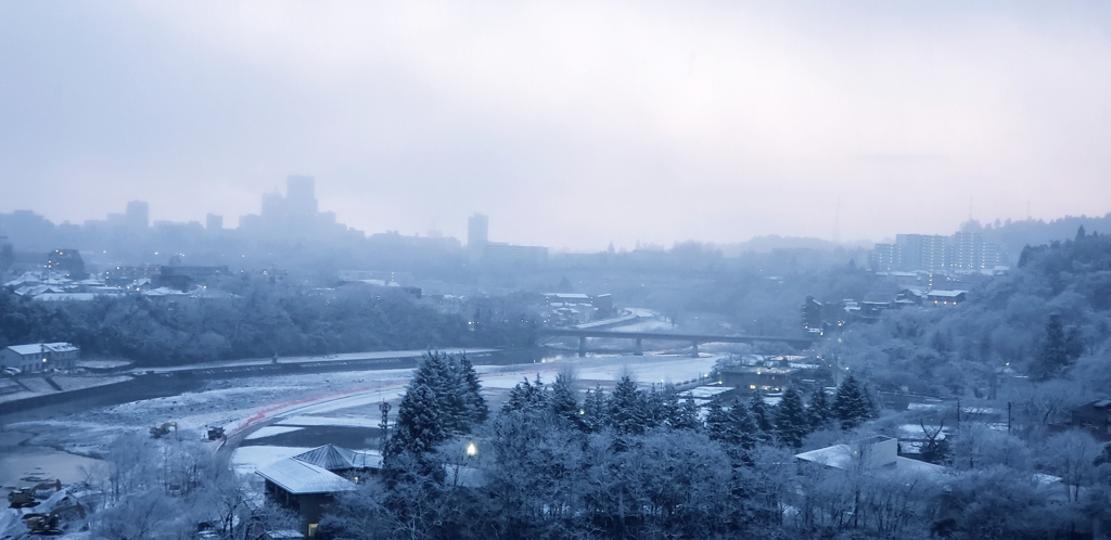 雪の広瀬川周辺