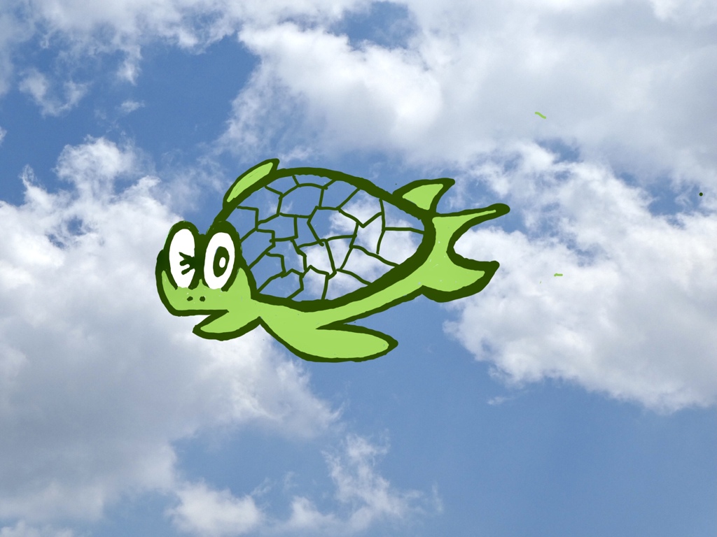 空を飛ぶ　にじガメ