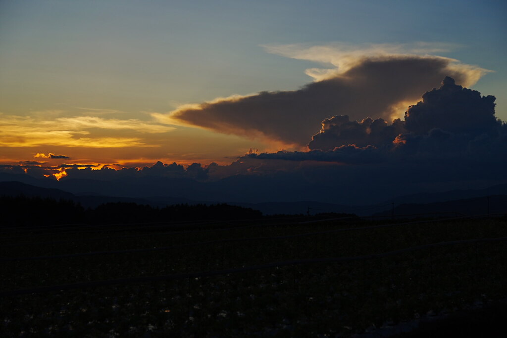 夕焼けと入道雲