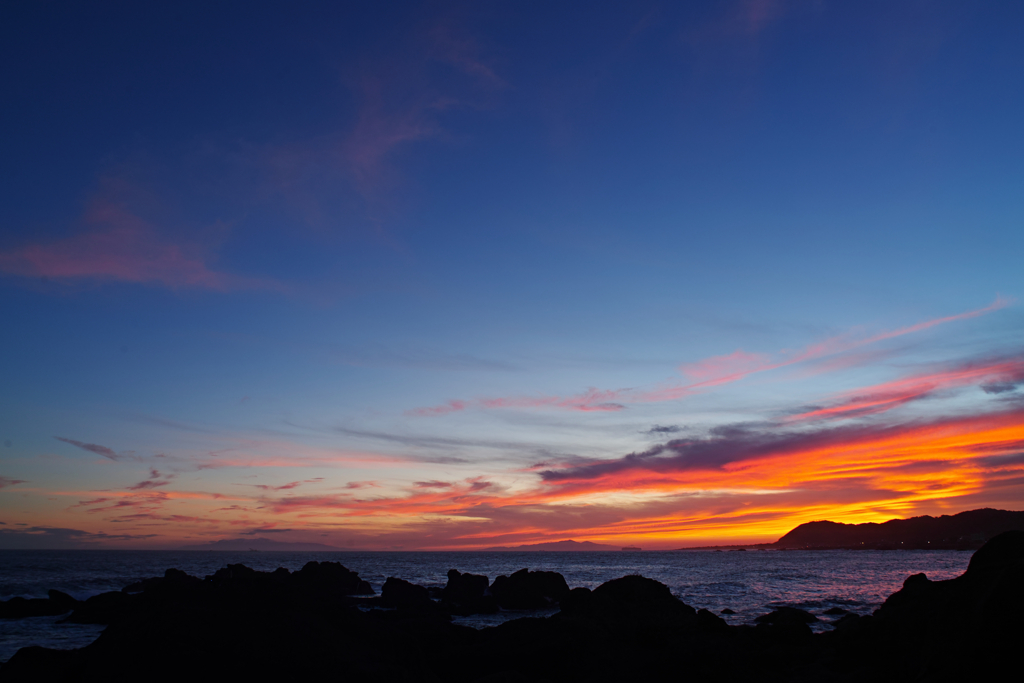 sunset at nojimazaki light house