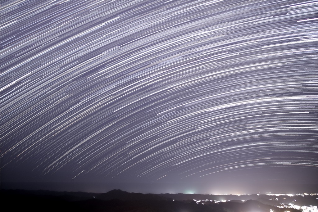 Star trails from top of Mt. Nokogiri