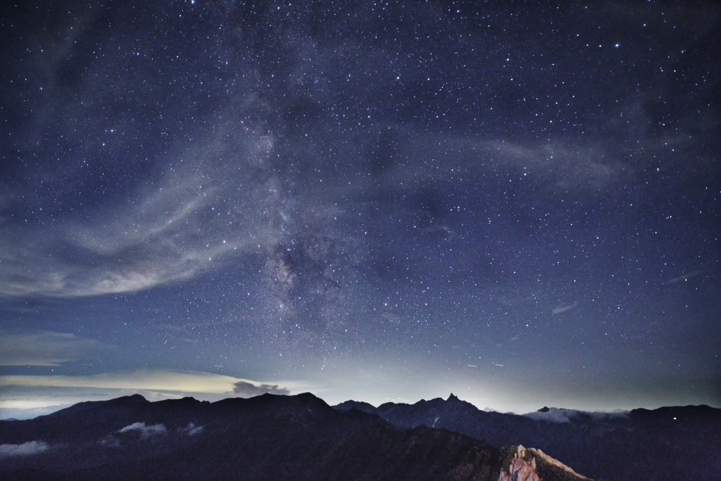 tsubakuro night with mt.yari Aug,23 2024