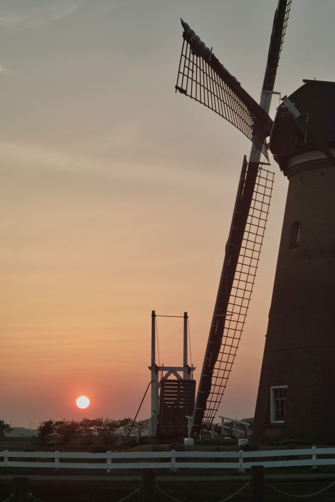 sunset & wind mill