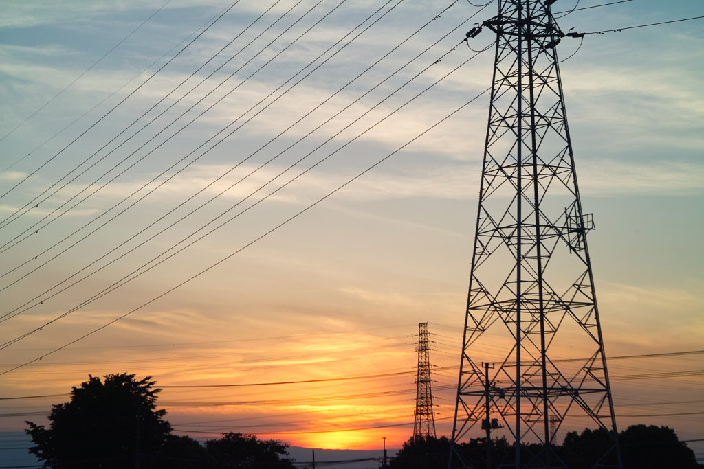 sunset & utility pole