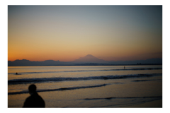 夕暮れの富士