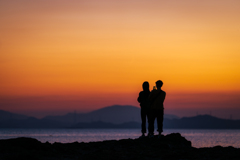 夕暮れ時の二人