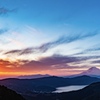 いつかの芦ノ湖と富士山と夕陽
