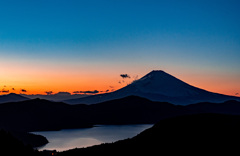 いつかの夕焼けと芦ノ湖と富士山