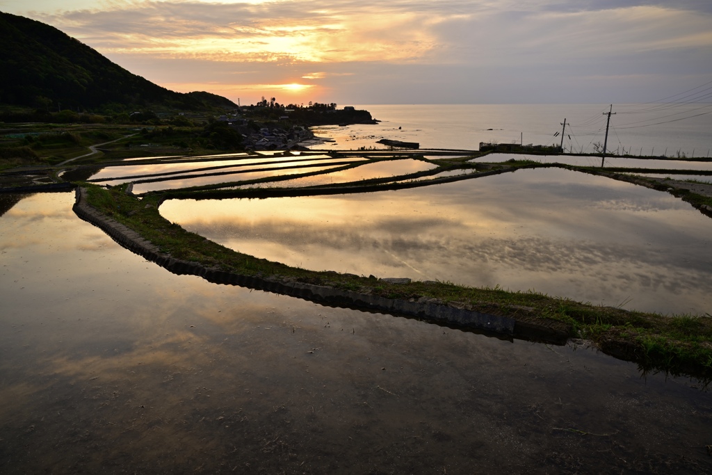 棚田夕景