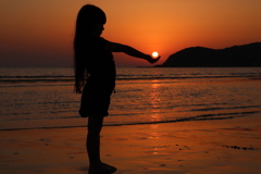 福間海岸の夕陽