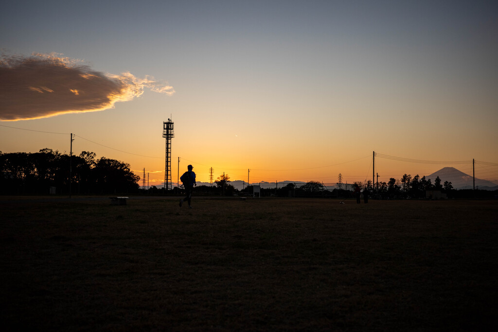 夕日の中を往く