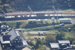 山の上から見た山寺駅