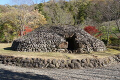 紅葉の中にひっそり佇む古墳