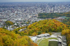 紅葉の中の札幌を眺める 紅葉の中の札幌を眺める