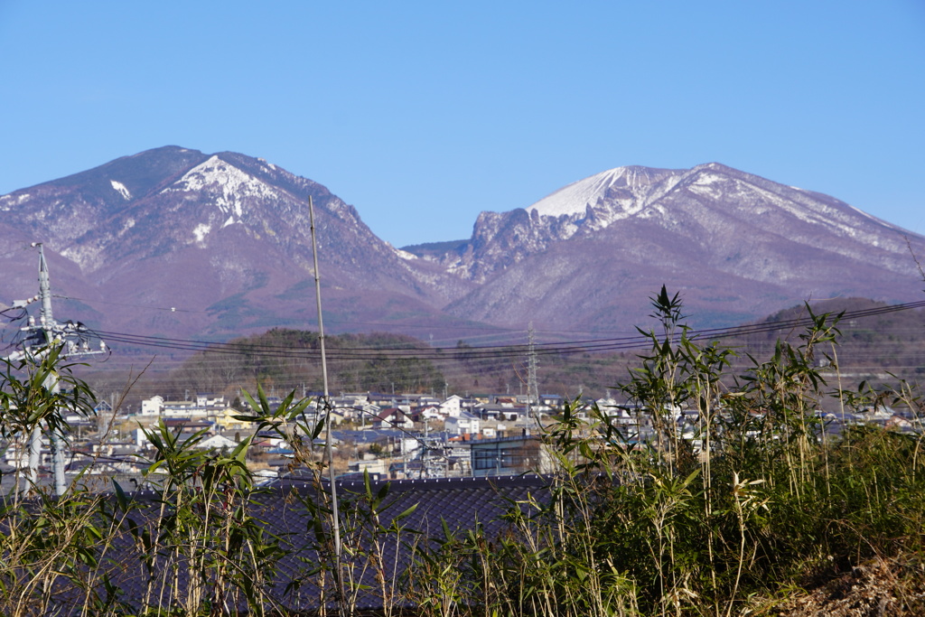 小諸の町と浅間山