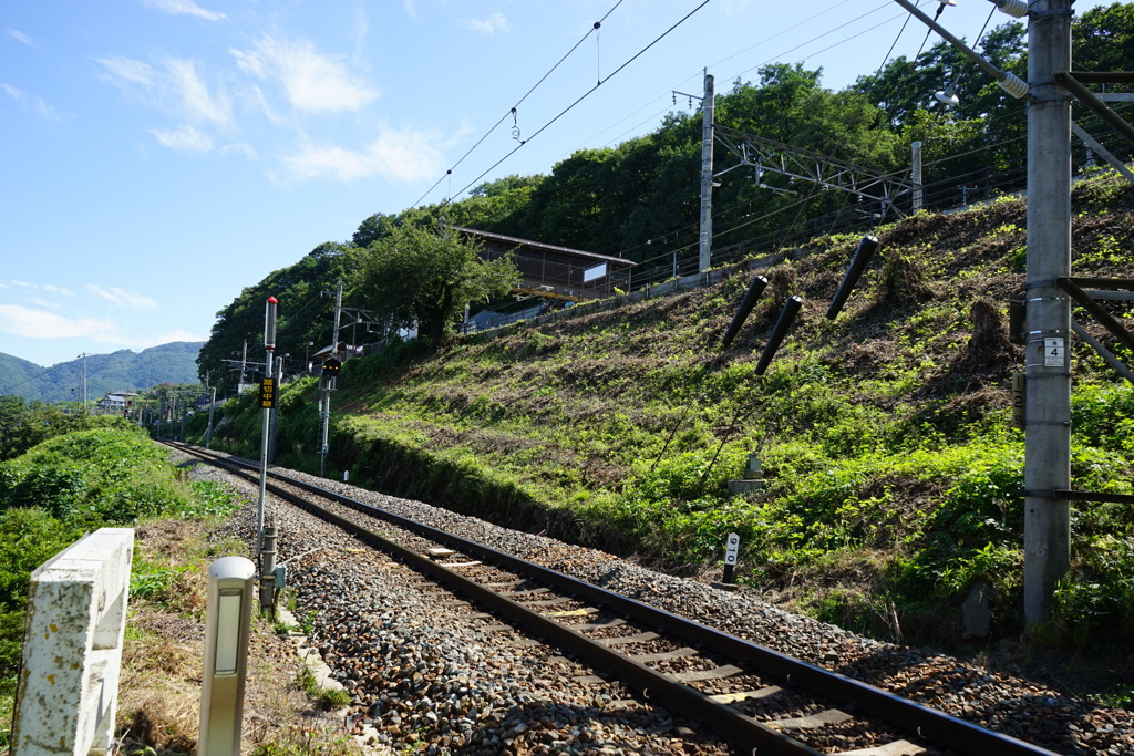 下から見た姥捨駅