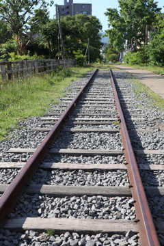 この線路の向こうは