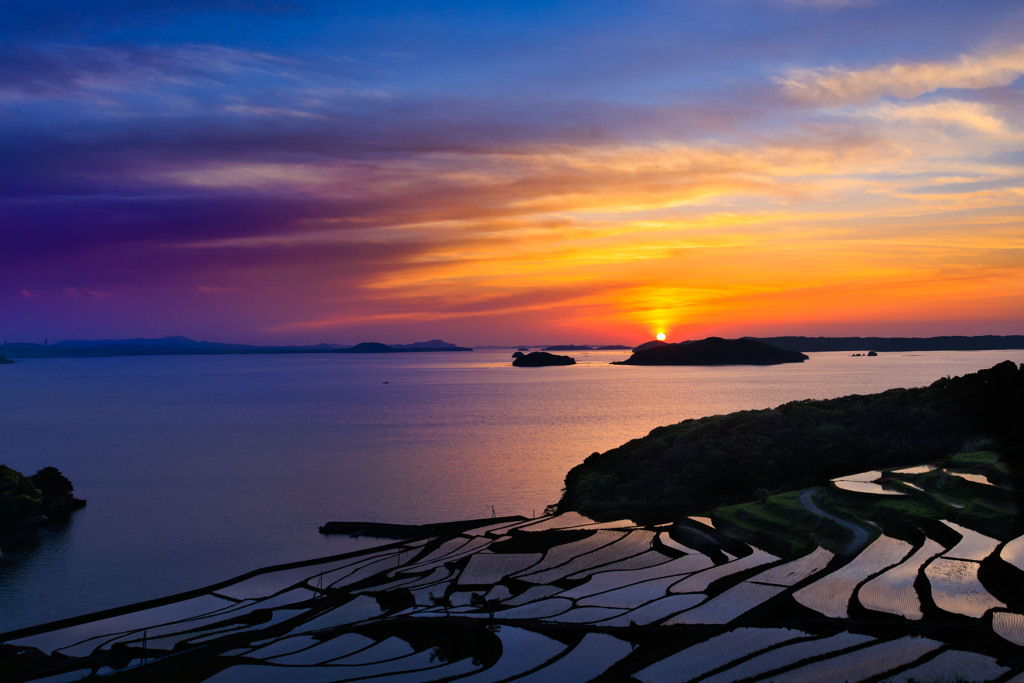 春の夕日