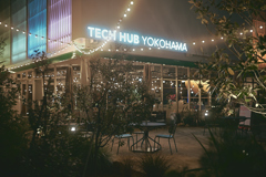 Terrasse du café le soir