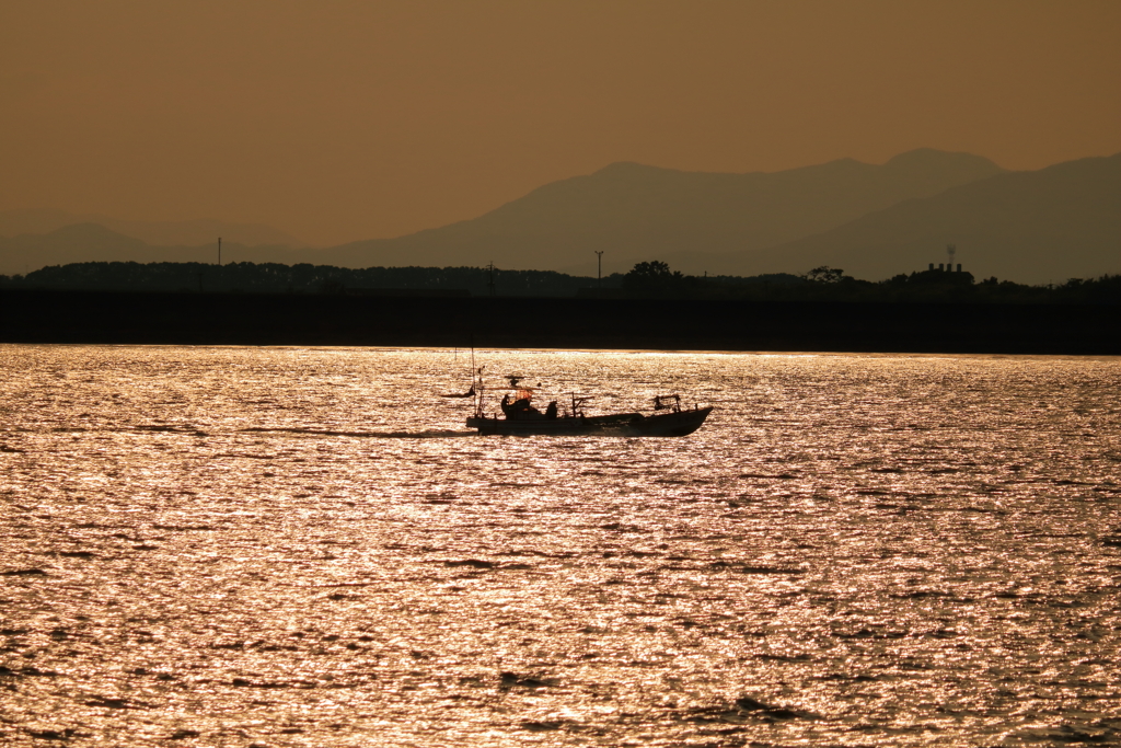 河口の夕景