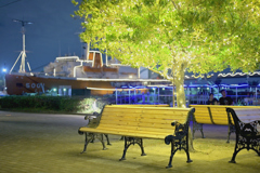 夜のベンチ
