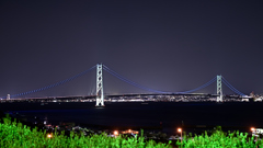 淡路島で見た夜景　明石海峡大橋