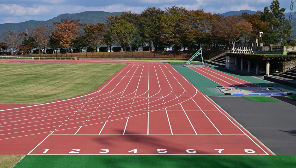 陸上競技場の秋③　100ｍストレート